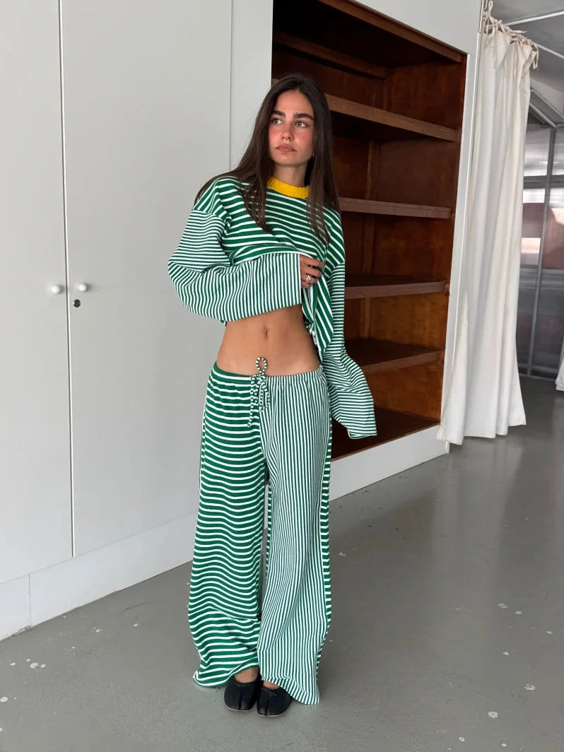 GREEN STRIPED PULLOVER