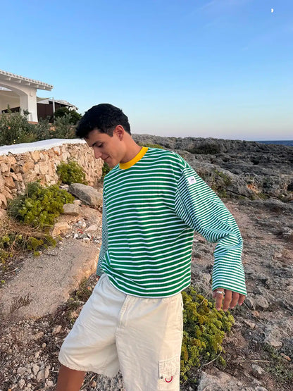 GREEN STRIPED PULLOVER