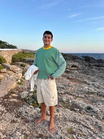 GREEN STRIPED PULLOVER